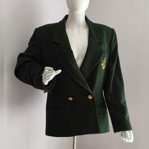 Anne Klein II Green and Gold Wool Blazer